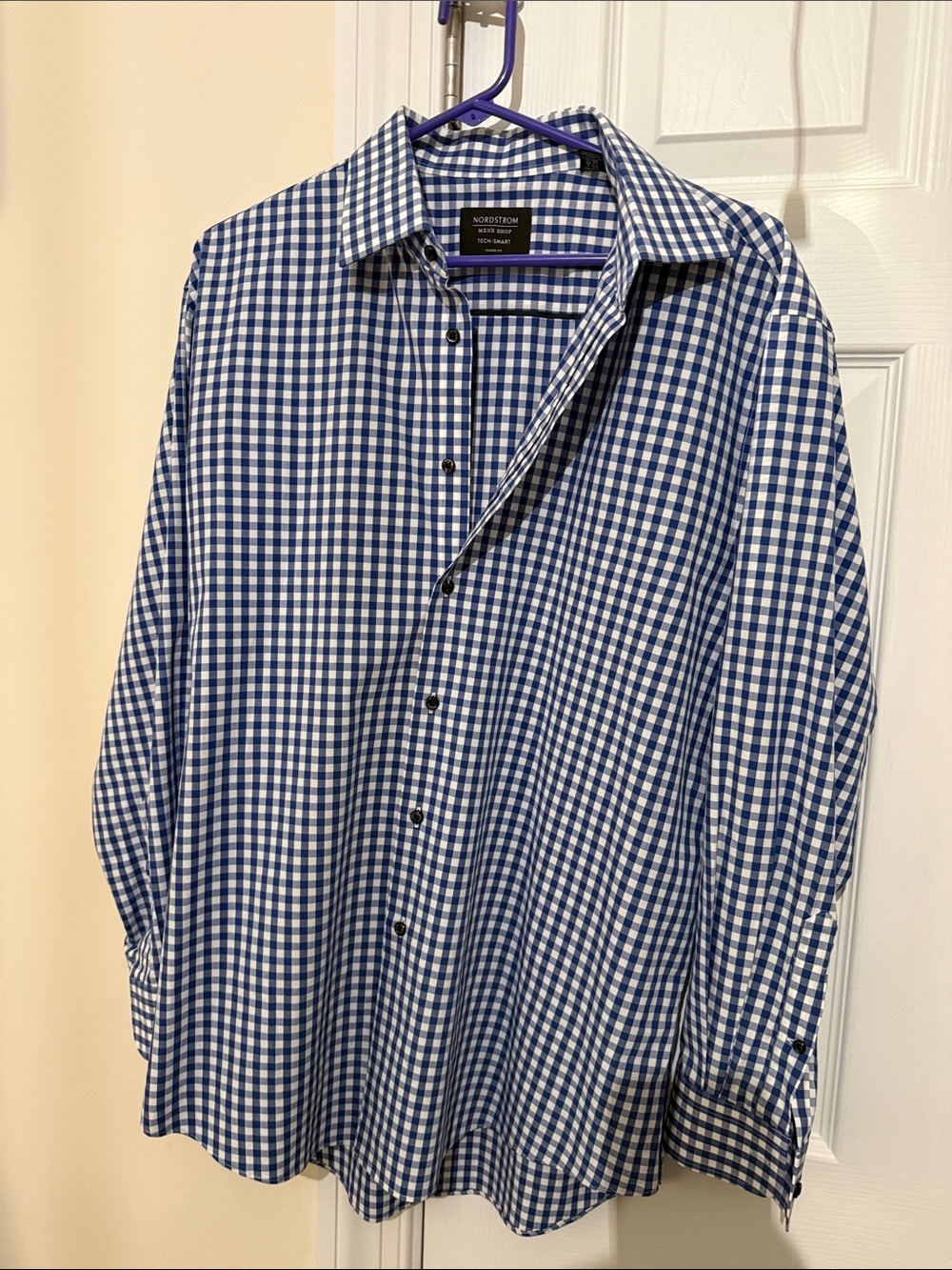 Nordstrom Men’s White and Blue Gingham Dress Shirt